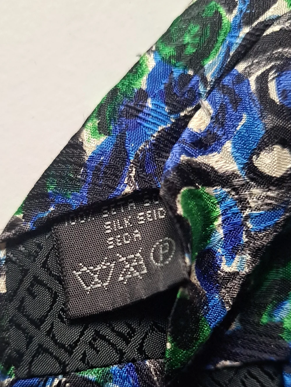 BOLGHERI Blue & Green Floral Paisley Men's Tie MADE IN ITALY